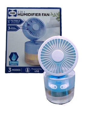 NIB Sealy 2-in-1 Humidifier Fan USB Powered White